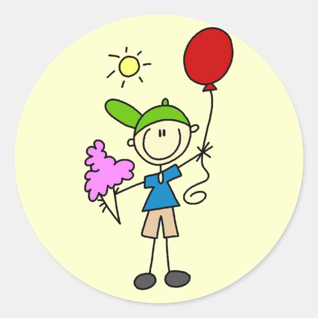 Adesivo Redondo Figura na Feira de Camisetas e Presentes (Frente)