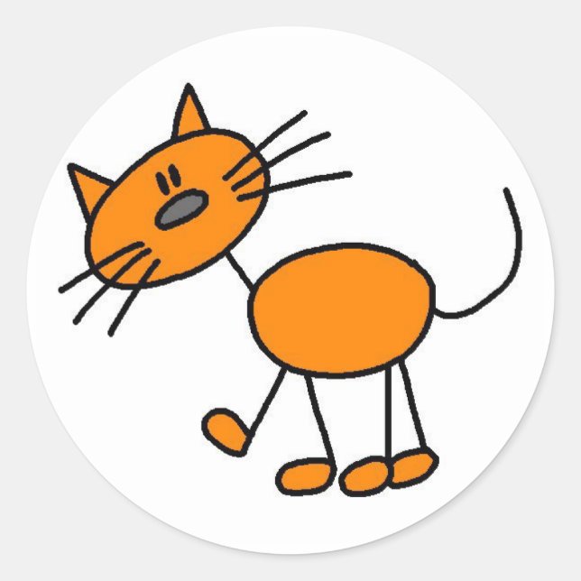 Adesivo Redondo Figura Stick T-shirts e presentes (Frente)