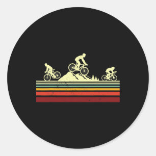 Adesivo Redondo Figuras Retro de Ciclismo de Montanha Vintage - Mt
