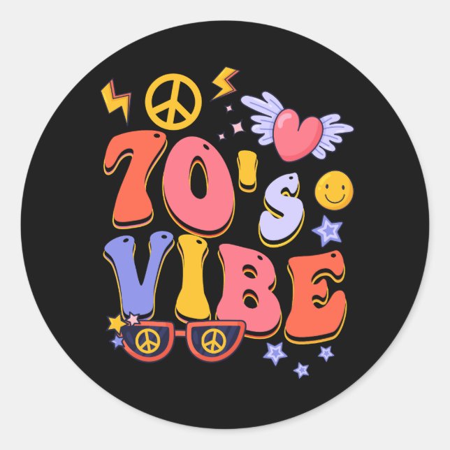 Adesivo Redondo Figurino 70 da Vibe Figurume 70 Groovy Hippie P (Frente)