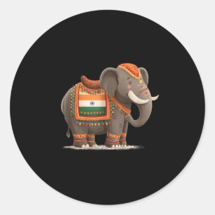 Adesivo Redondo Figurino De Elefante Indiano Para Elefantes E Anim