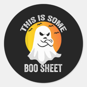 Adesivo Redondo Figurino De Fantasma De Boo De Halloween Este É Um