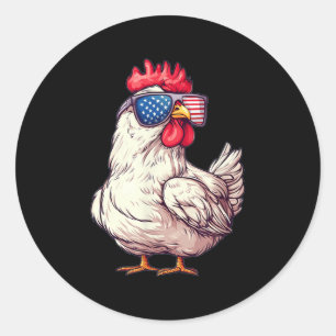 Adesivo Redondo Figurino De Frango Patriótico Para Meninos E Gir