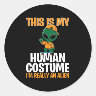 Adesivo Redondo Figurino de Halloween Esta é minha fantasia humana