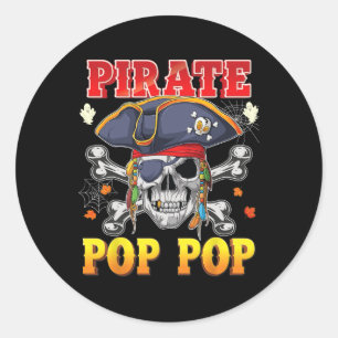 Adesivo Redondo Figurino de Halloween Pirate Pop-pop