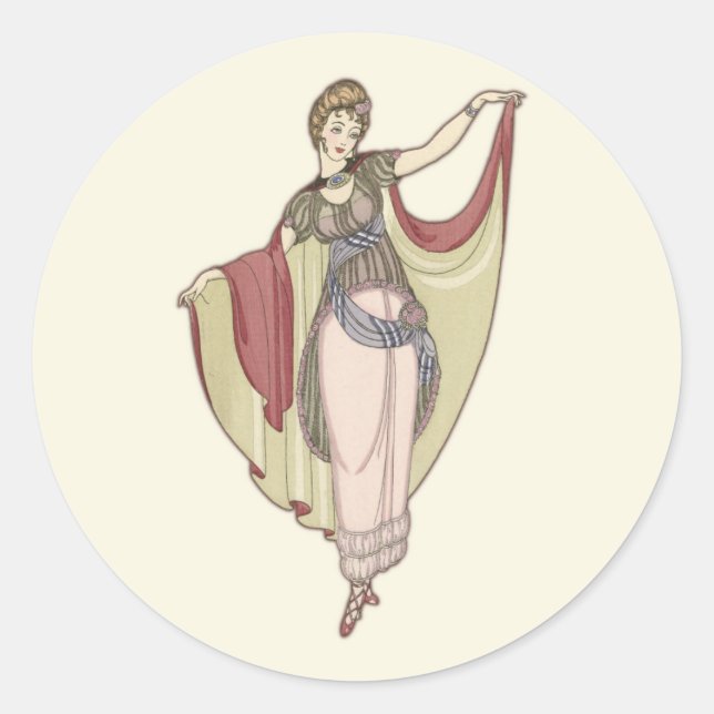 Adesivo Redondo Figurinos - Vestidos de dança, moda (Frente)