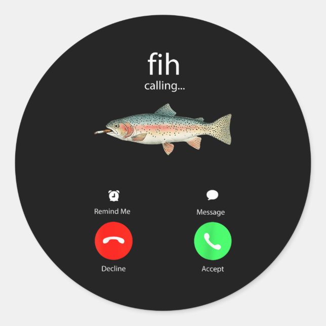 Adesivo Redondo Fih Calling Remind Me Message Decline Accept Phone (Frente)