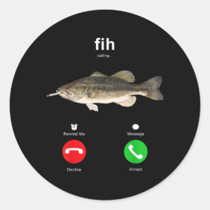 Adesivo Redondo Fih Chamando Peixe Fumante Meme Divertido de Pesca
