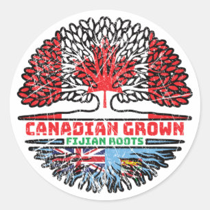 Adesivo Redondo Fiji Fijian Canada Tree Roots Flag