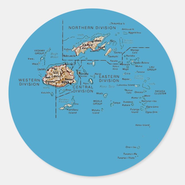 Adesivo Redondo Fiji Map Sticker (Frente)