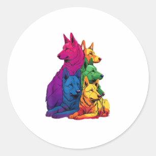 Adesivo Redondo Filha Colorida de German shepherd do Orgulho LGBT