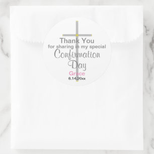 Adesivo Redondo Filha De Confirmação Muito Obrigado Pinheiros Redo