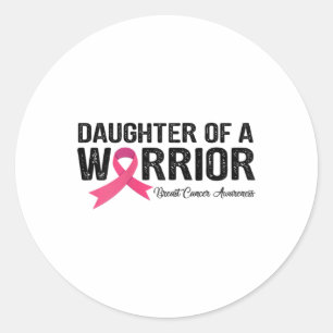 Adesivo Redondo Filha De Fita De Um Guerreiro Cancer De Mama
