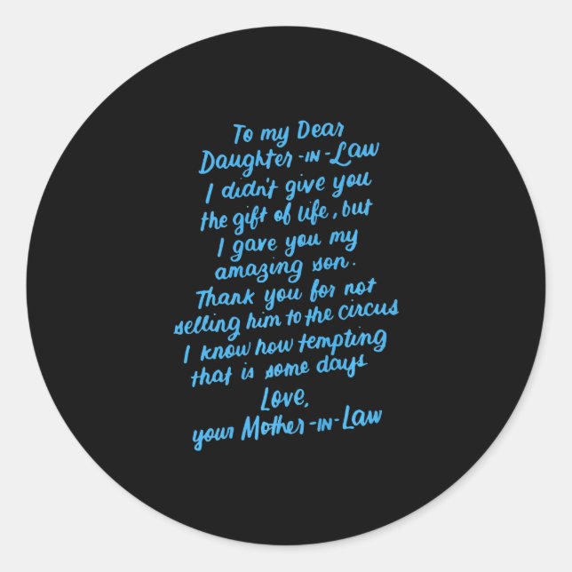 Adesivo Redondo Filha Engraçada De Direito Para Minha Querida Filh (Frente)