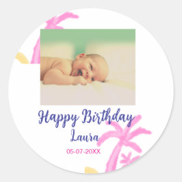 Adesivo Redondo Filhos bebês primeiro aniversario adicionar nome d