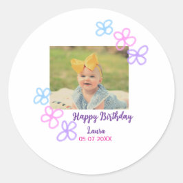 Adesivo Redondo Filhos bebês primeiro aniversario adicionar nome d