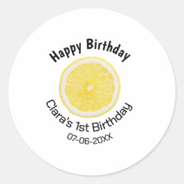 Adesivo Redondo Filhos bebês primeiro aniversario lêmon fatia adic