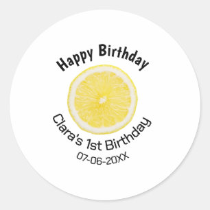 Adesivo Redondo Filhos bebês primeiro aniversario lêmon fatia adic