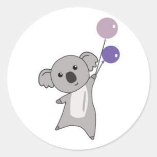 Adesivo Redondo Filhos De Animais Cujos Bovinos Roxos De Koala