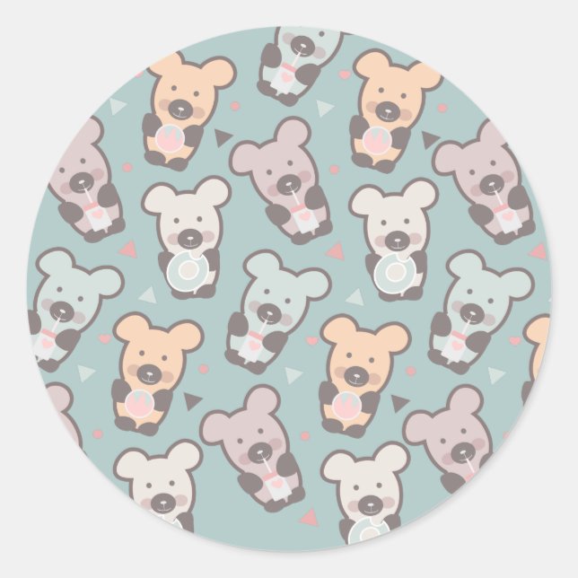 Adesivo Redondo Filhos Pernos e Padrões de Rosquinhas (Frente)