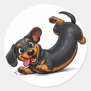 Adesivo Redondo Filhote brincalhão de Dachshund