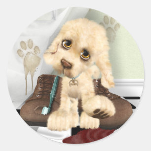 Adesivo Redondo Filhote de cachorro Mucky