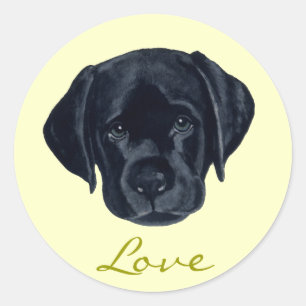 Adesivo Redondo Filhote de cachorro preto de Labrador