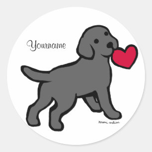 Adesivo Redondo Filhote de cachorro preto personalizado do