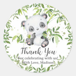 Adesivo Redondo Filhote de Urso Panda Fofo Aniversário Chá de Bebê