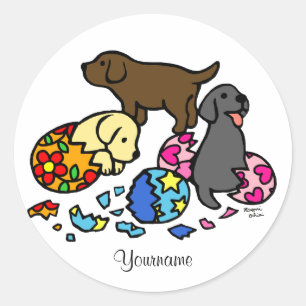 Adesivo Redondo Filhotes de cachorro personalizados de Labrador