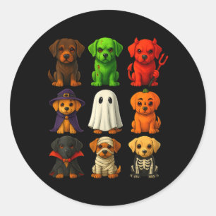 Adesivo Redondo Filhotes de Labrador de Halloween do Black Lab Fan