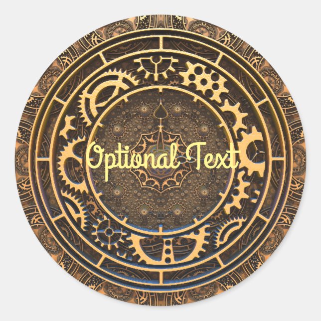 Adesivo Redondo Filigre de Ursos de Bronze Steampunk (Frente)