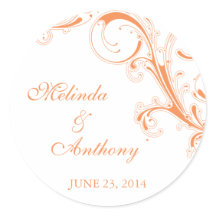 Filigree Swirl Orange Bride Groom