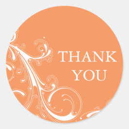 Adesivo Redondo Filigree Swirl Orange Obrigado