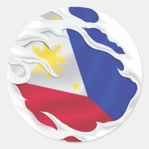Adesivo Redondo Filipinas - Bandeira em relevo