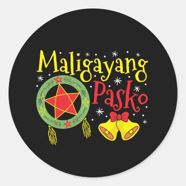 Adesivo Redondo Filipinas Filipino Natal Maligayang Pasko (Frente)
