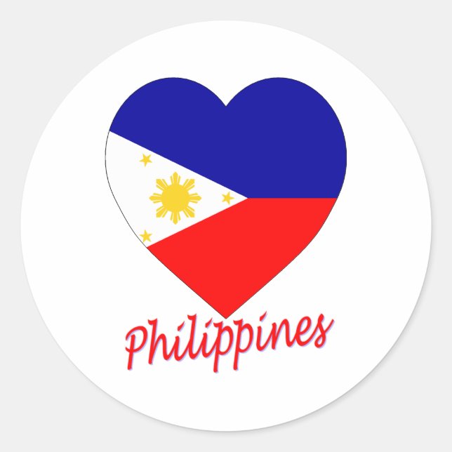 Adesivo Redondo Filipinas Flag Heart (Frente)