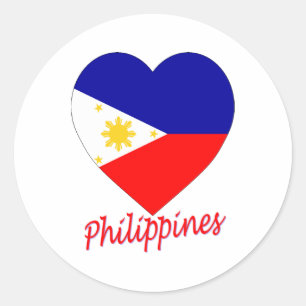 Adesivo Redondo Filipinas Flag Heart