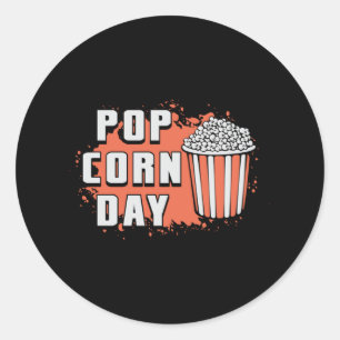Adesivo Redondo Filme de cinema Popcorn Day Snack Pop Filme Ideia