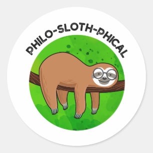 Adesivo Redondo Filo-preguiçoso Funny Animal Sloth Pun
