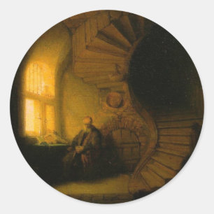 Adesivo Redondo Filósofo em Meditação