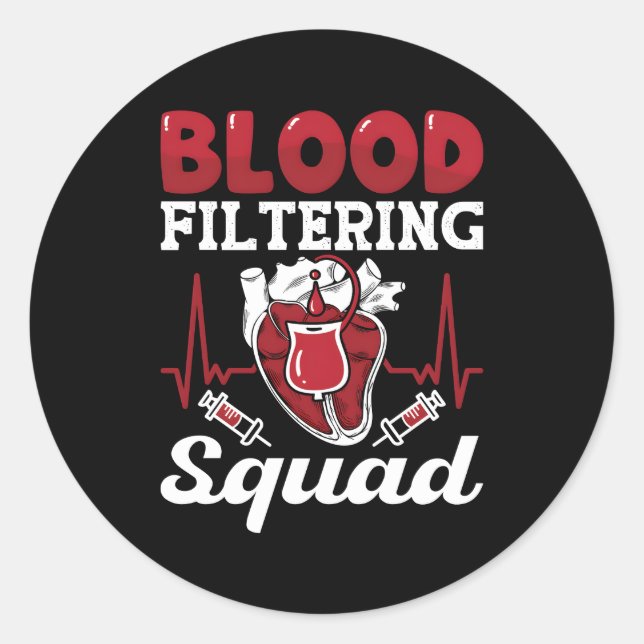 Adesivo Redondo Filtragem Sanguínea Discagens Técnicas de Nefrolog (Frente)