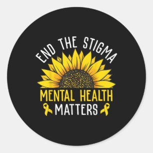 Adesivo Redondo Fim Da Saúde Mental Estigma S Sensibilização Menta