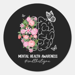Adesivo Redondo Fim Da Saúde Mental Estigma S Sensibilização Menta