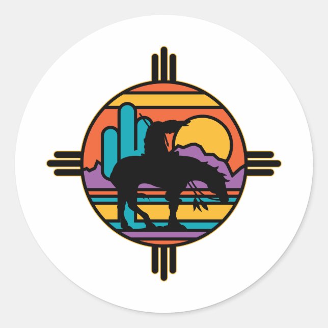 Adesivo Redondo Fim da trilha indígena-americana (Frente)