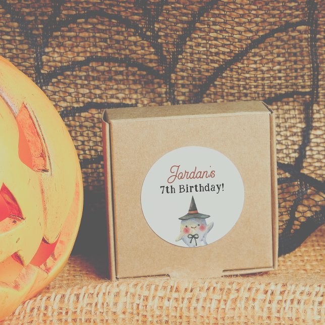 Adesivo Redondo Fim de Aniversário do Dia das Bruxas Spooktacular (Criador carregado)