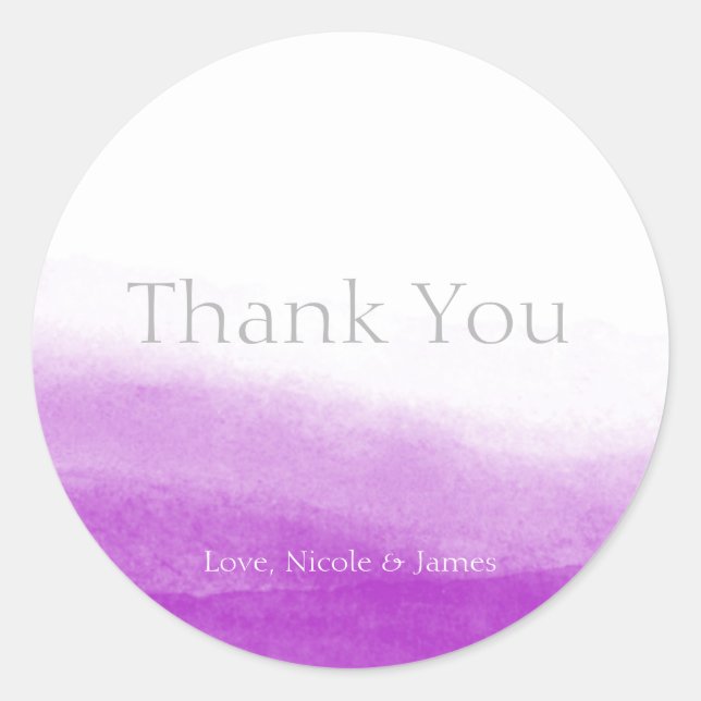 Adesivo Redondo Fim de Casamento Elegante Moderno da Fuchsia Water (Frente)