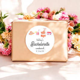 Adesivo Redondo Fim de Semana de Biquíni na Praia para a Noiva 