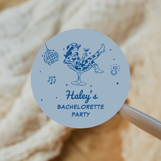 Adesivo Redondo Fim de Semana de Despedida de Solteira Rodeio Cowg (Criador carregado)