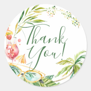 Adesivo Redondo Fim de semana de festa de solteira tropical na pra